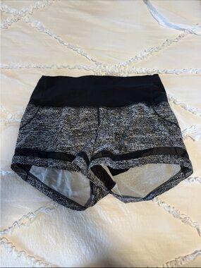 lululemon athletica Black and Heather Gray High-Rise Running Shorts